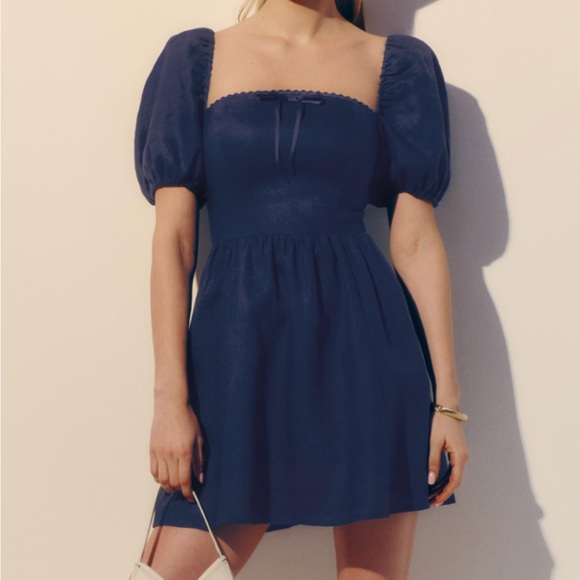 Reformation Dresses & Skirts - Reformation Malvina Linen Navy Dress
